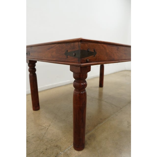 Brown Vintage Rajasthani Style Carved Wood & Glass Dining Table For Sale - Image 8 of 14
