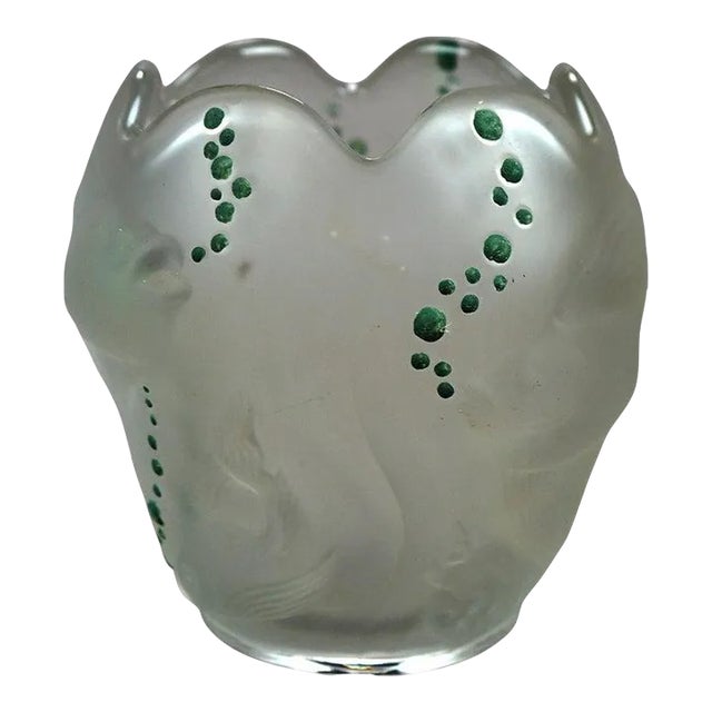 Lalique School Embossed & Enameled Fish Vase 20th Century For Sale