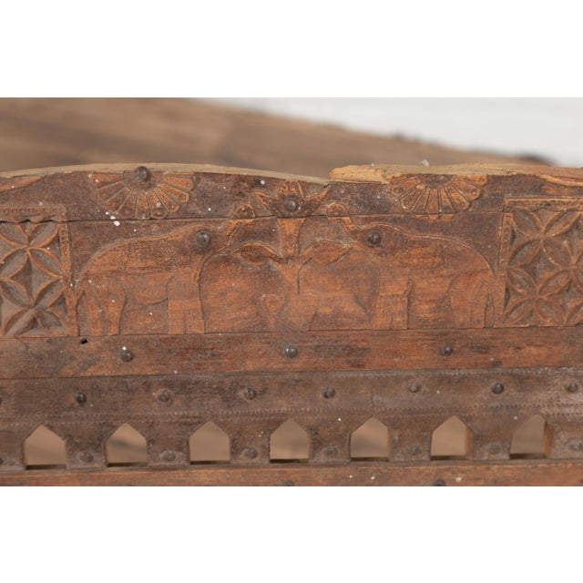 Rustic Indian Low Wooden Chair With Rope Seat and Weathered Appearance For Sale - Image 16 of 16