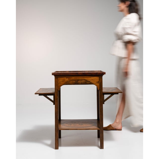 1910s France Art Deco Brown Wood Side Table For Sale - Image 12 of 14