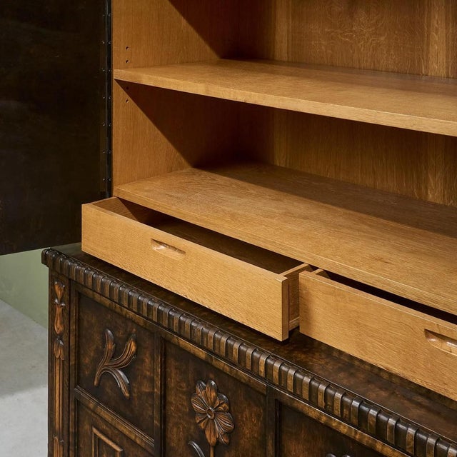 Cabinet with Decorative Carvings in Stained Birch by Axel Einar Hjorth, 1920s For Sale - Image 9 of 13