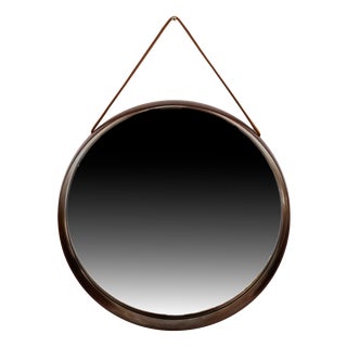 Mirror in Teak and Leather by Uno & Östen Kristiansson for Luxus, Sweden, 1950s For Sale