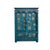 Distressed Teal Green Golden Floral Graphic Side End Table Nightstand For Sale - Image 11 of 11