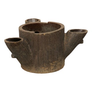 Mid 20th Century American Terracotta Tree Trunk Planter For Sale
