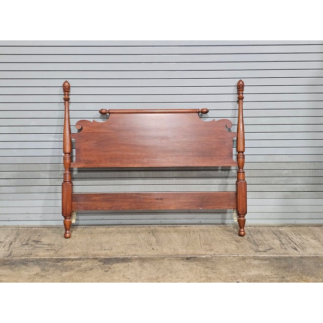 Store Item: HENKEL HARRIS Wild Cherry Queen Size Carved Headboard With Frame Made Virginia Description: Solid Cherry...