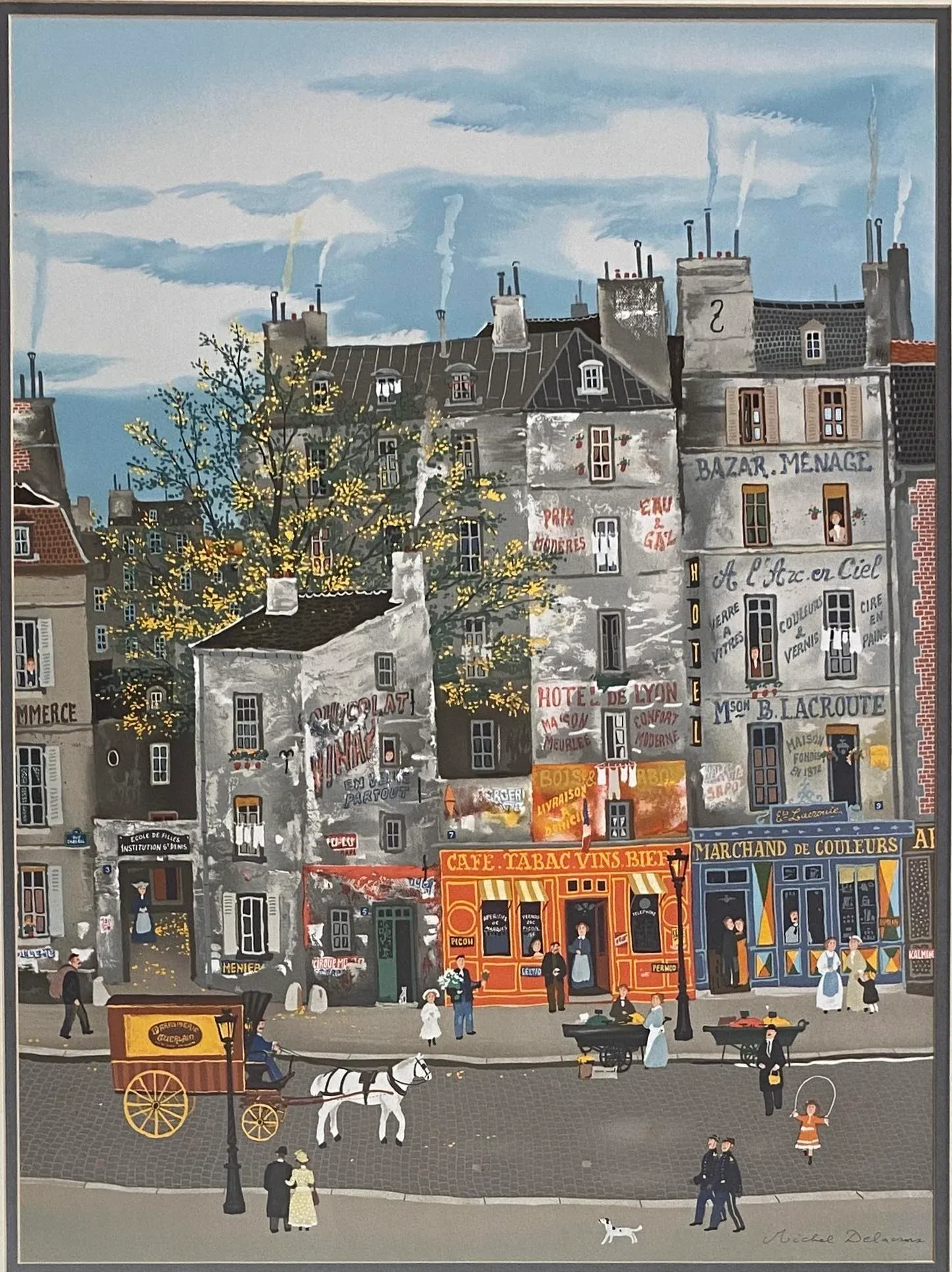 専用Michel loeb【ラ・チュイリエル】 lithograph 限定90 Michel Delacroix Lithograph French Cityscape & Figurative Parisian