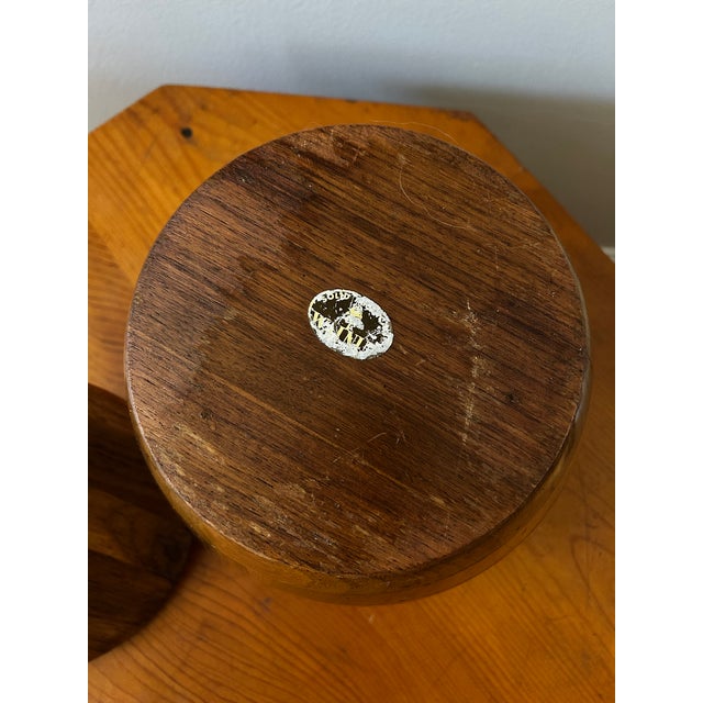 1960s Mid-Century Modern Solid Walnut Apple Ice Bucket With Silverplate Claw Tongs For Sale - Image 12 of 13