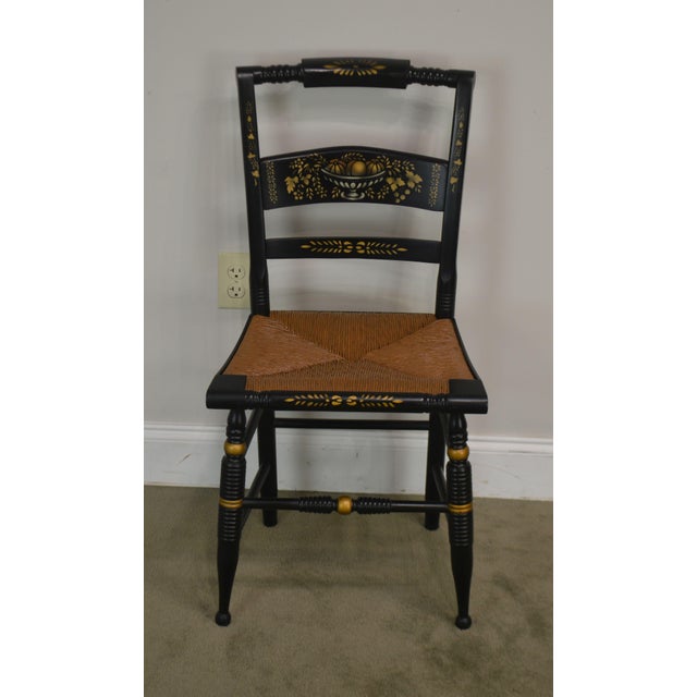 Authentic Hitchcock Nichols & Stone Pair Black and Gold Stenciled Rush