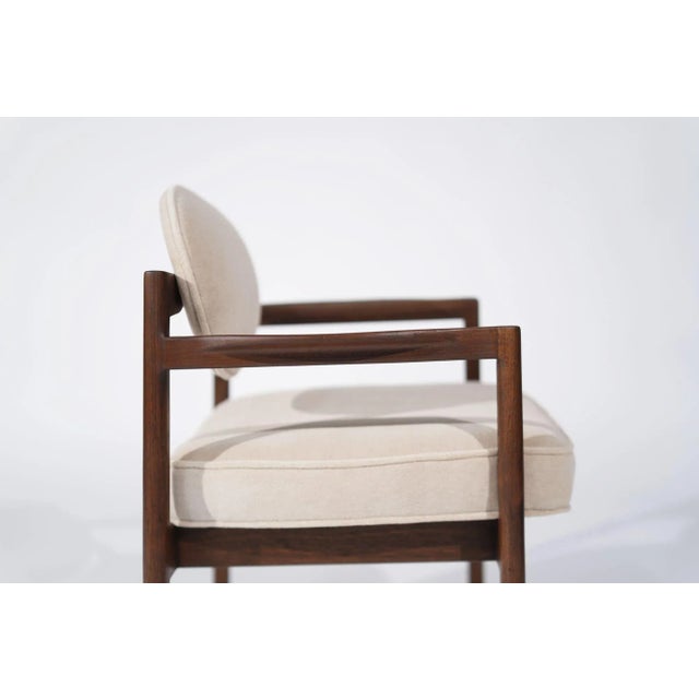 Wood Pair of Jens Risom Walnut Armchairs in Natural Mohair, Circa 1950s For Sale - Image 7 of 11