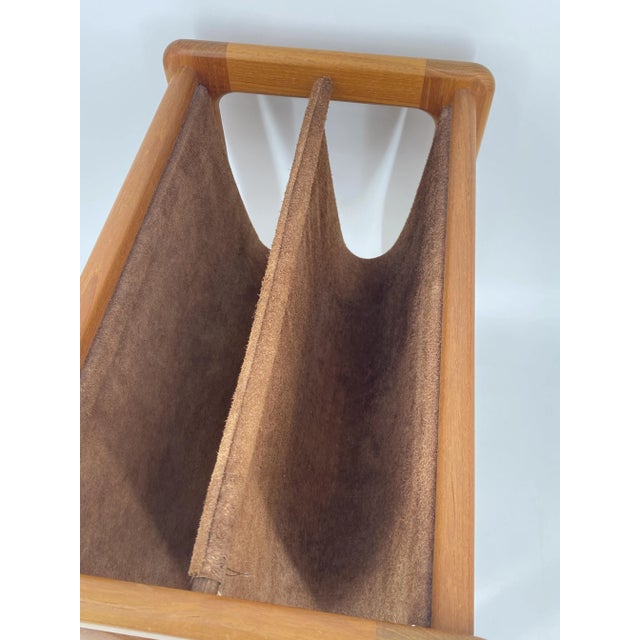 Newspaper tray * with two compartments * Design: Aksel Kjersgaard (?) - closely resembling * Material: teak, leather *...