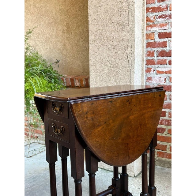 Petite Antique English Drop Leaf Side Sofa Table Mahogany Georgian Gateleg C1800 For Sale - Image 18 of 18