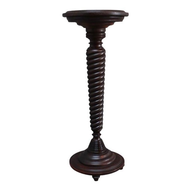 Brown Rj Horner Carved Mahogany Twisted Column Sculpture Stand C1900 For Sale - Image 8 of 10