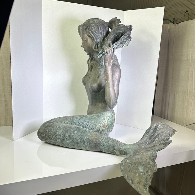 Vintage Bronze Mermaid Fountain For Sale - Image 4 of 12