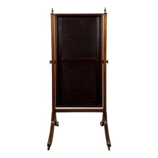 20th Century English Edwardian Inlaid Mahogany Cheval Mirror, 1890s For Sale