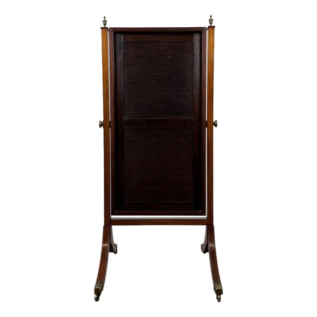 20th Century English Edwardian Inlaid Mahogany Cheval Mirror, 1890s For Sale