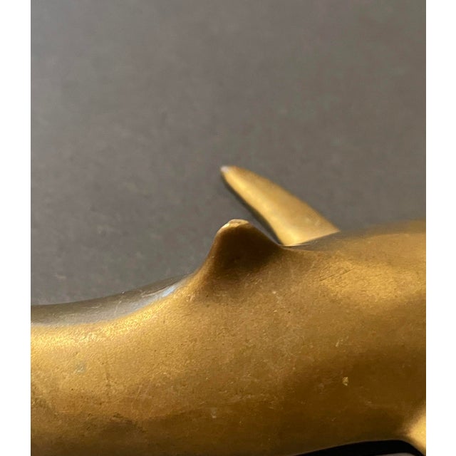 Vintage Heavy Brass Shark For Sale - Image 4 of 5