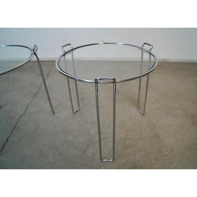 Metal 1970’s Saporiti Italian Chrome Nesting Drink Tables - Set of Three For Sale - Image 7 of 13