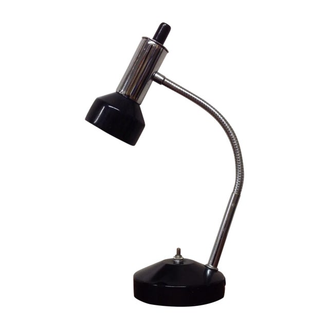 Mid-Century Italian Black & Chrome Flashlight Lamp For Sale