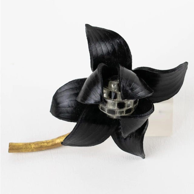 Fabrice Paris Giant Black Dahlia Resin Flower Brooch For Sale - Image 4 of 10
