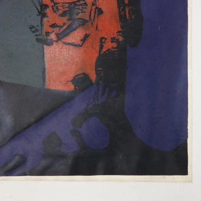 1960s Mid Century Modern Abstract Impressionist Mixed Media Print C1968, Framed For Sale - Image 6 of 9