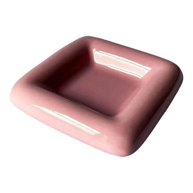 1980s Haeger Rounded Edge Mauve Pink Postmodern Vide Poche For Sale
