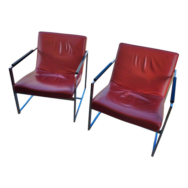 Oscar Lounge Chairs in Red Leather by Martin Haksteen for Harvink, 1980s, Set of 2 For Sale