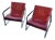 Oscar Lounge Chairs in Red Leather by Martin Haksteen for Harvink, 1980s, Set of 2 For Sale