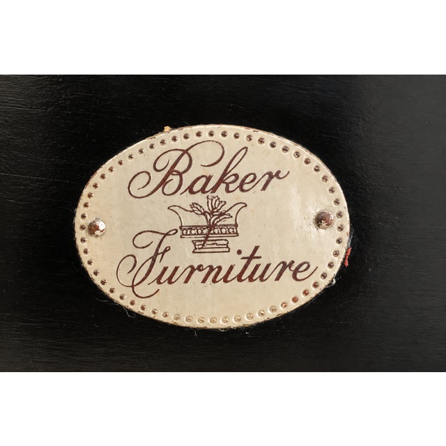 Vintage Baker Furniture Faux Bamboo With Fretwork Asian Chinoiserie Tray Table For Sale - Image 10 of 10