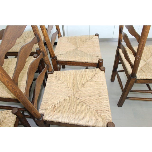 Vintage Ladderback Rush Seat Side Chairs Set of 6 For Sale - Image 12 of 17