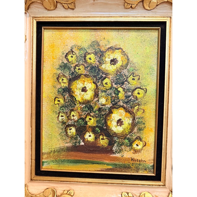 Mid 20th Century Monumental Mid-Century Impasto Floral Painting in Original Solid Carved Wood Hollywood Regency Frame For Sale - Image 5 of 12