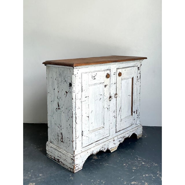 Antique White Distressed Wooden Primitive Sideboard For Sale - Image 9 of 12