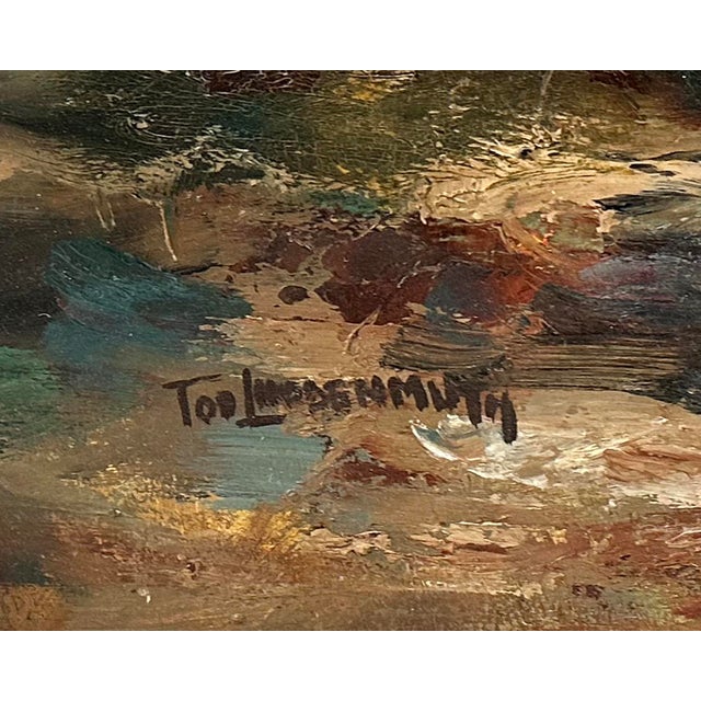 Wood Signed Oil on Board Painting of Horses Tod Lindenmuth For Sale - Image 7 of 8