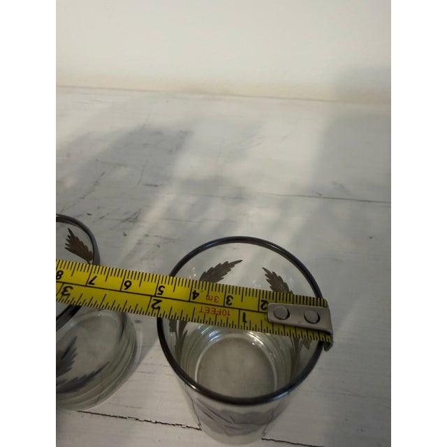 Glass 1930s Silver Inlaid Engraved Shot Glasses - Set of Four For Sale - Image 7 of 7