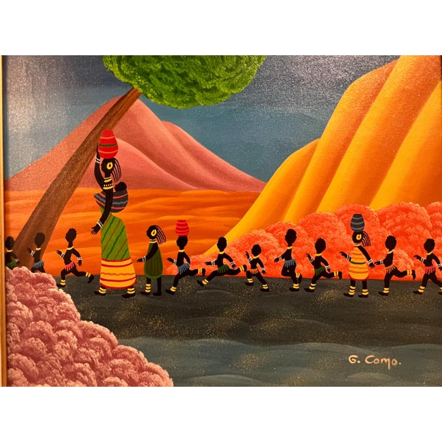 Textile Vintage Folk Art Painting For Sale - Image 7 of 9