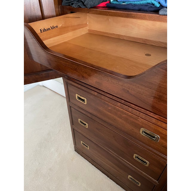 Ethan Allen Canova Collection Campaign Style Cherry Platform Bed With