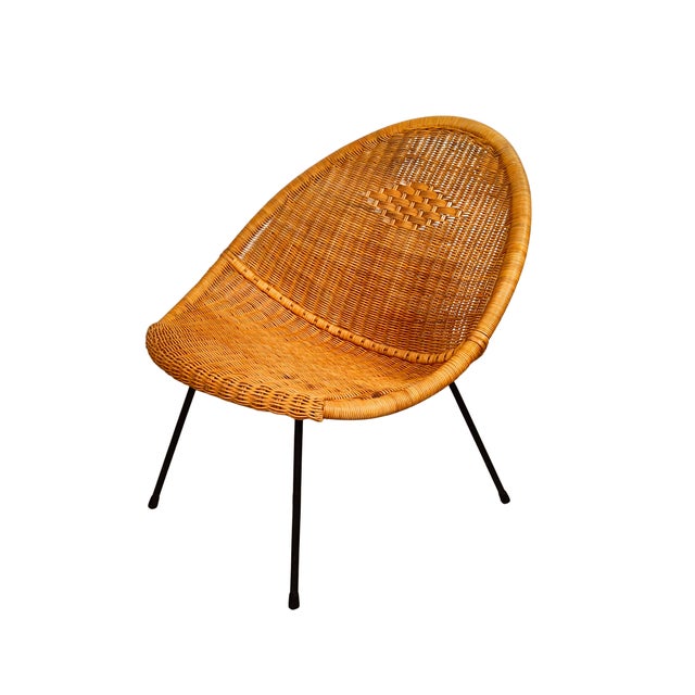 Wicker Armchair, 1950s For Sale - Image 4 of 4