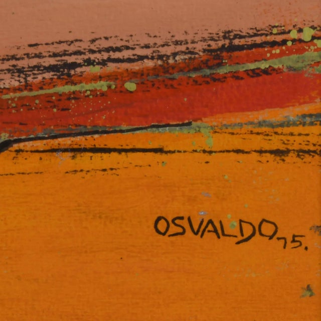 Mid 20th Century Framed Signed Osvaldo Gutiérrez "Untitled" Mix Media For Sale - Image 5 of 11