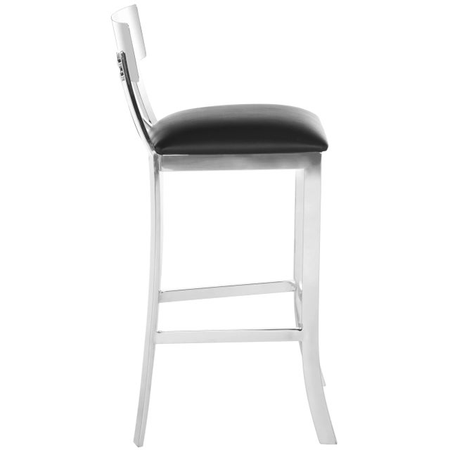 Modern 39''H Stainless Steel Cross Back barstool, Black & Chrome For Sale - Image 3 of 11