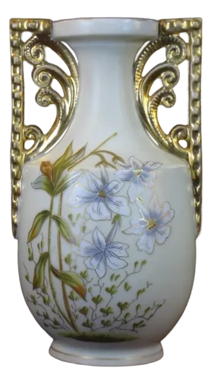 Mid 19th Century Vase Art Deco Porcelain Hand Painted Gold Carlsbad Austrian Cubist Victorian