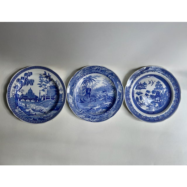 Three vintage Spode "Rome" & "Willow" Blue Room Collection & "Indian Sporting" Archive Engraver's Collection Porcelain...