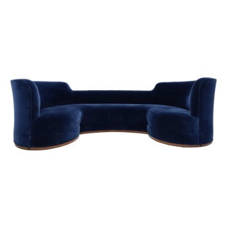Edward Wormley for Dunbar Oasis Sofa in Navy Blue Velvet For Sale
