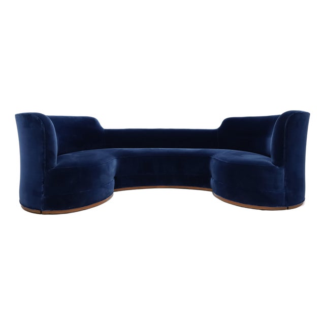 Edward Wormley for Dunbar Oasis Sofa in Navy Blue Velvet For Sale