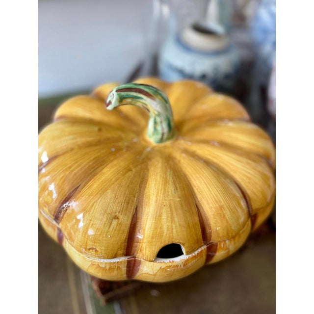 Ceramic Italian Pumpkin Tureen For Sale - Image 7 of 9