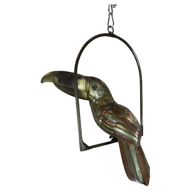 1960s Big Size Sergio Bustamante Sculpture of Toucan on Hanging Perch For Sale - Image 13 of 17