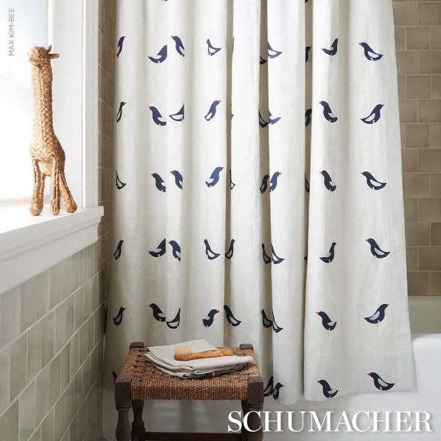 Textile SAMPLE - Schumacher X Caroline Z Hurley Birds Hand Block Print Fabric In Black On Natural For Sale - Image 7 of 7