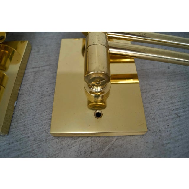 1960’s Hollywood Regency Solid Brass Sconces - a Pair For Sale - Image 9 of 12