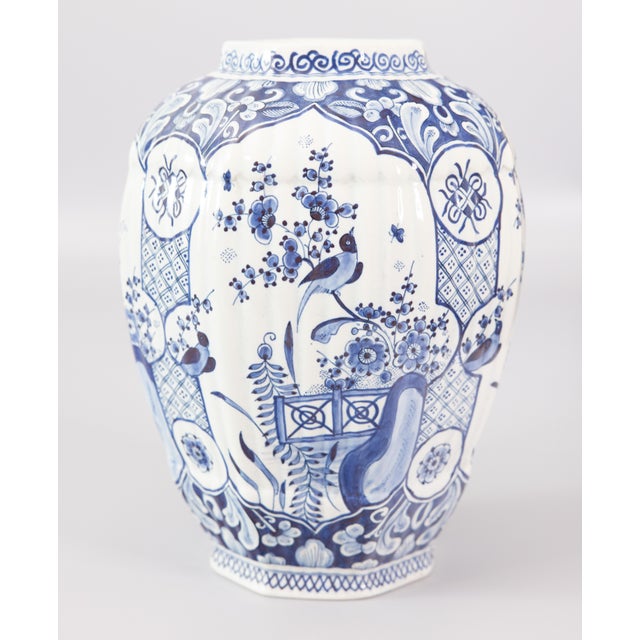 Chinoiserie Antique Chinoiserie Dutch Delft Faience Bird Baluster Vase For Sale - Image 3 of 10