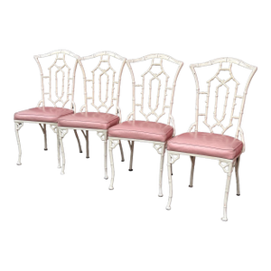MCM Faux Bamboo Cast Aluminum Chair Set 4