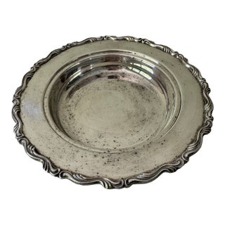 Vintage Oneida Usa Silver Plate Serving Bowl | Rococo Scroll Border | Ornate Wave Rim | American Silverplate | Centerpiece Bowl | Grand Millennial For Sale