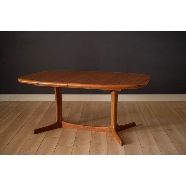 Danish Teak and Rosewood Oval Extending Double Pedestal Dining Table by
